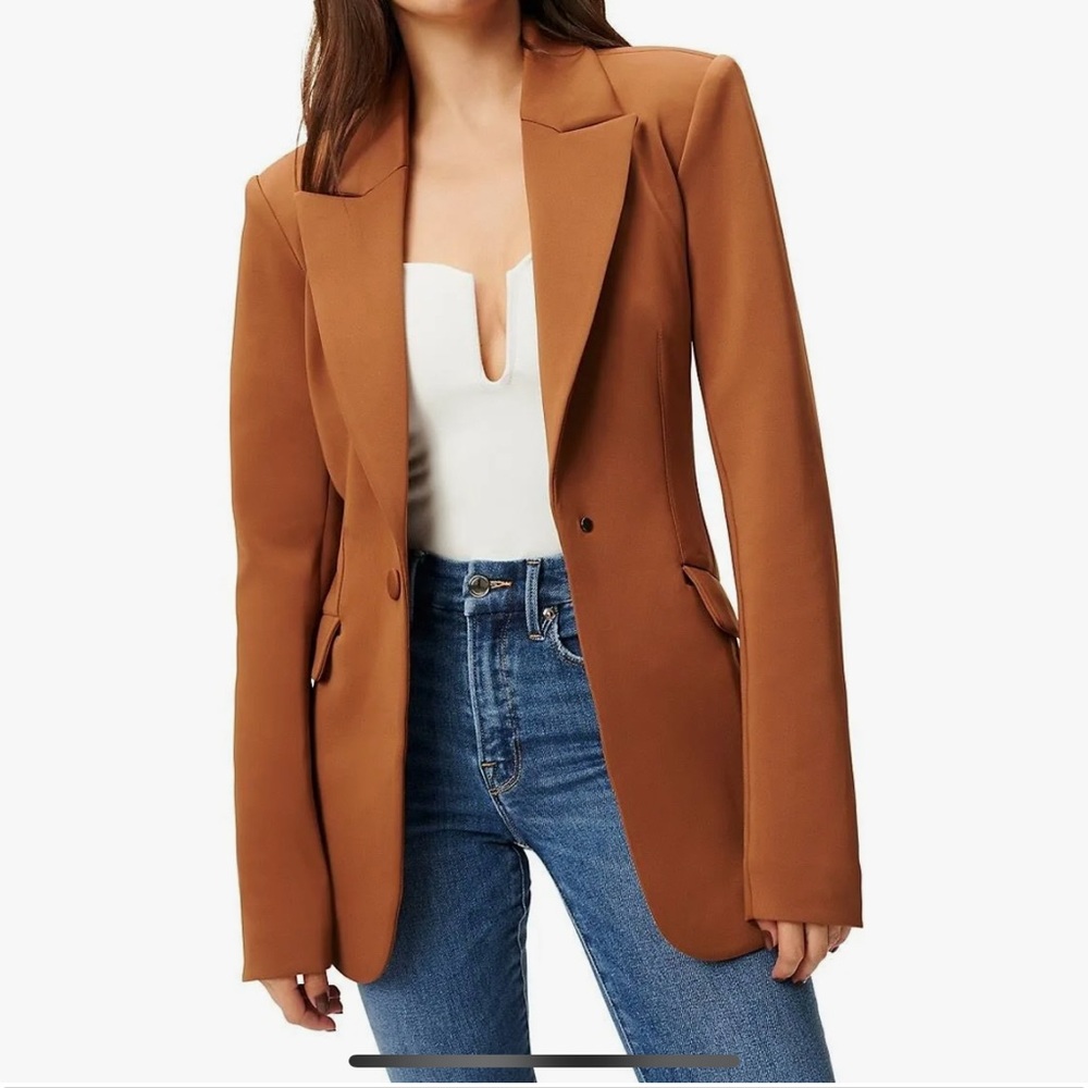 Good American Scuba Fitted Blazer Burnt Caramel Size 1 (Fits like Size 4)